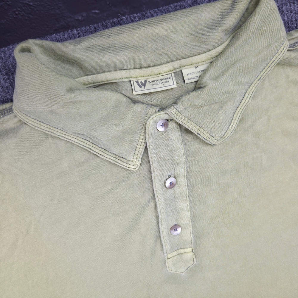 White Sierra Polo Mens Medium Green Cotton Modal Short Sleeve Outdoor Gorpcore M